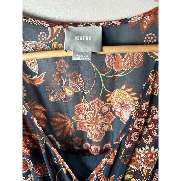 Maeve Anthropologie‎ Apulia Pleated Paisley Chiffon Midi Dress EUC - Picture 6 of 6